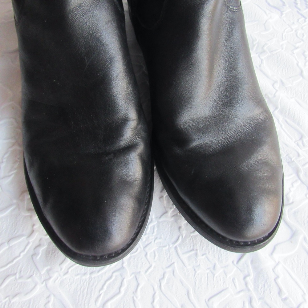 Soft Black Leather Boots 9 Womens Knee High Buckles Zips - Picture 12 of 15